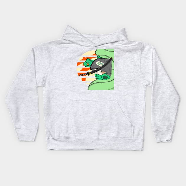 Samurai Frog Ronin - Summer Frog - Frogmurai Kids Hoodie by HCreatives